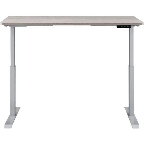 lifted front view of a height adjustable standing desk