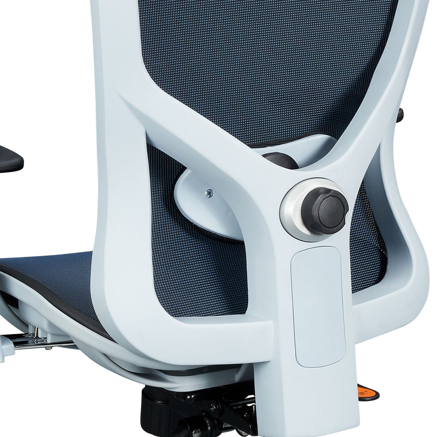 zoomed in back view of an ergonomic office chair for back pain