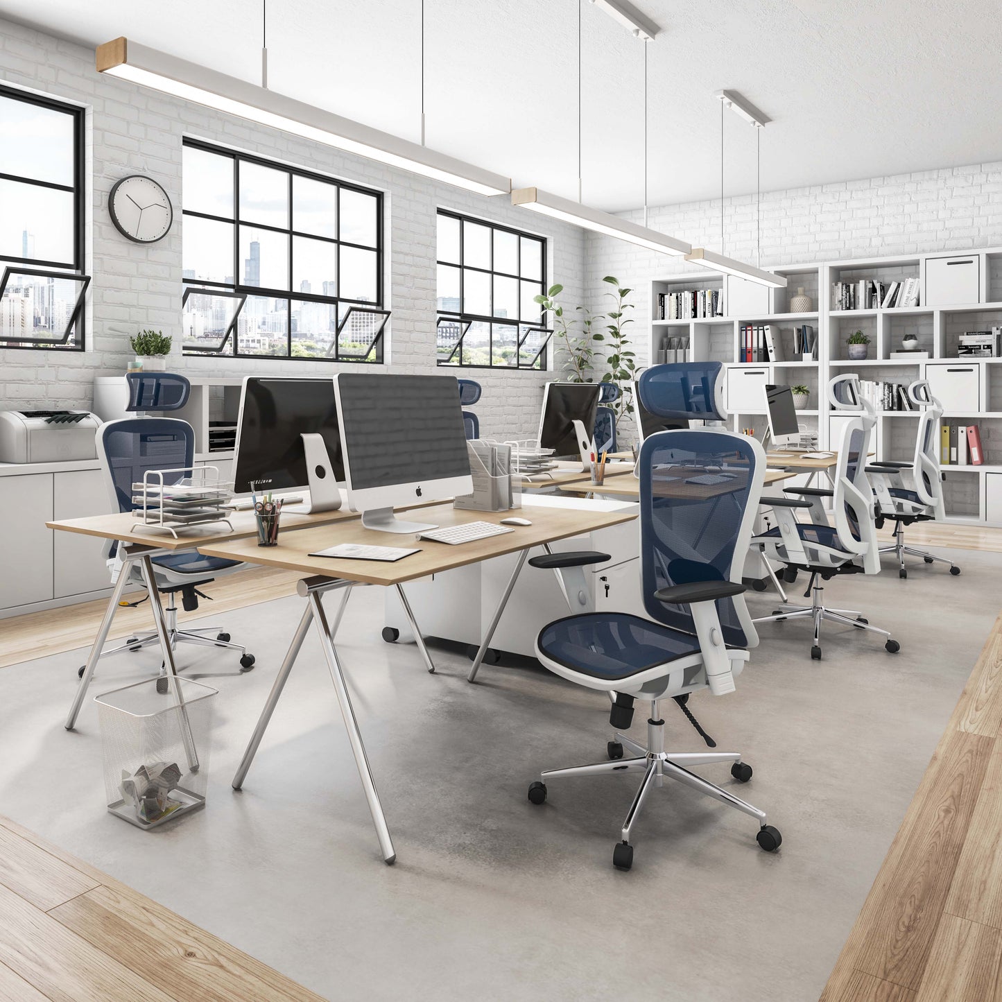 zoomed out office view of an ergonomic office chair for back pain
