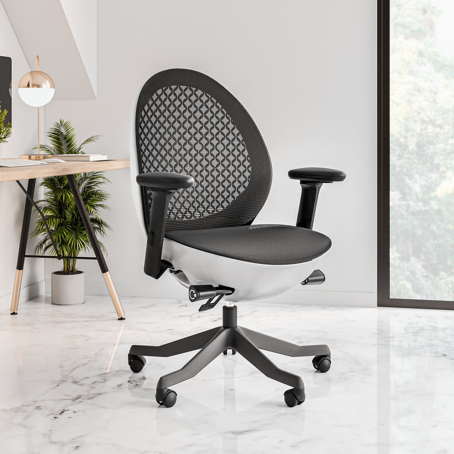 office setting of an ergonomic office chair for back pain