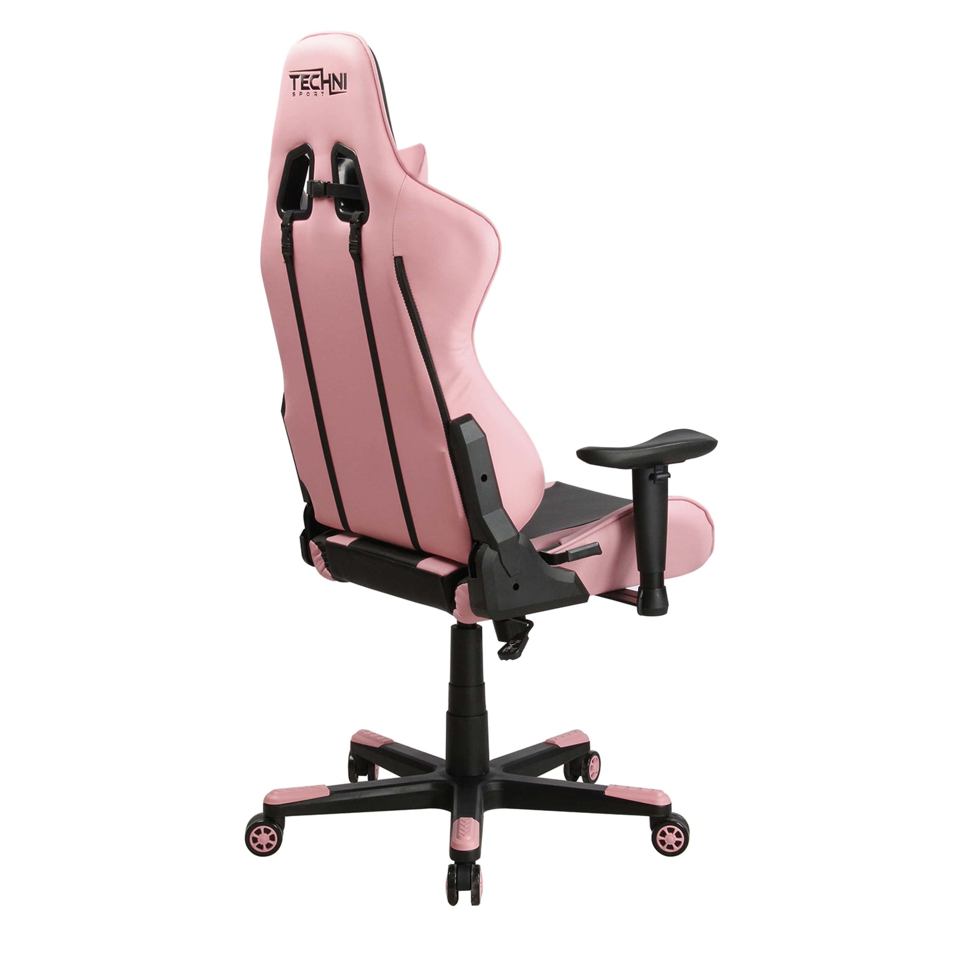 angled back view of an ergonomic gaming chair for back pain