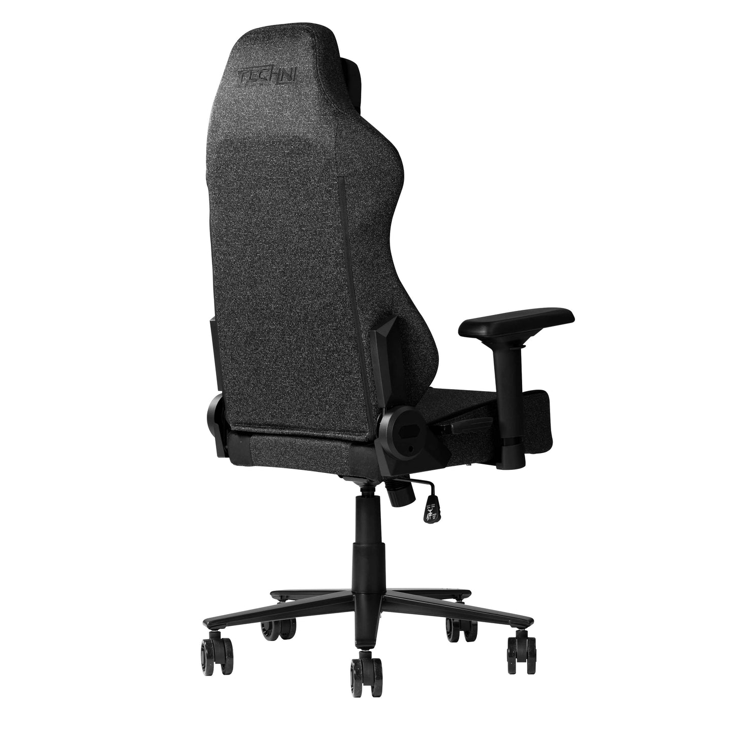 angled back view of an ergonomic gaming chair for back pain