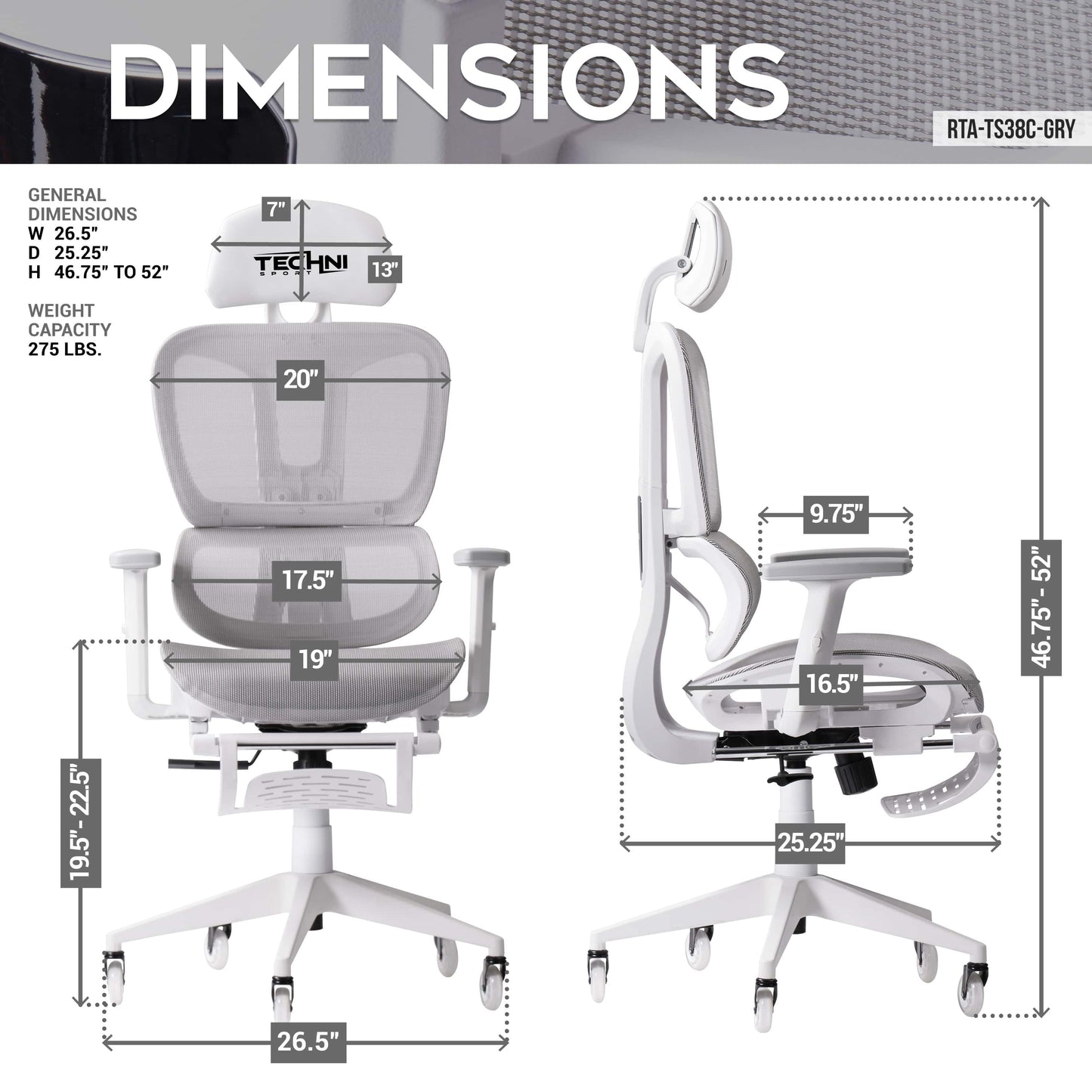 dimensions of an ergonomic gaming chair for back pain