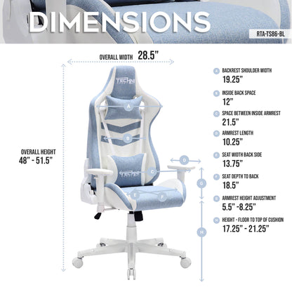 dimensions of an ergonomic gaming chair for back pain