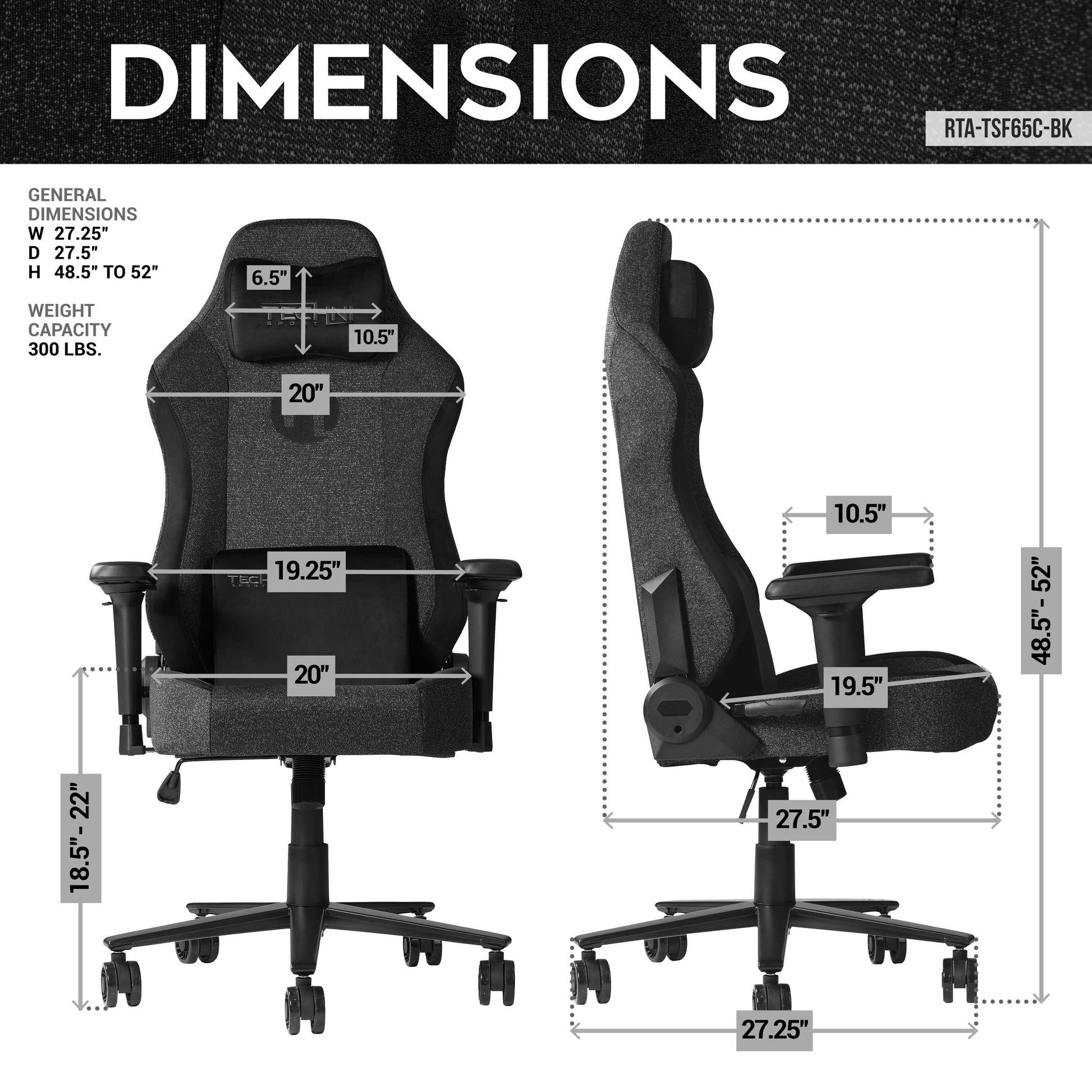 dimensions of an ergonomic gaming chair for back pain