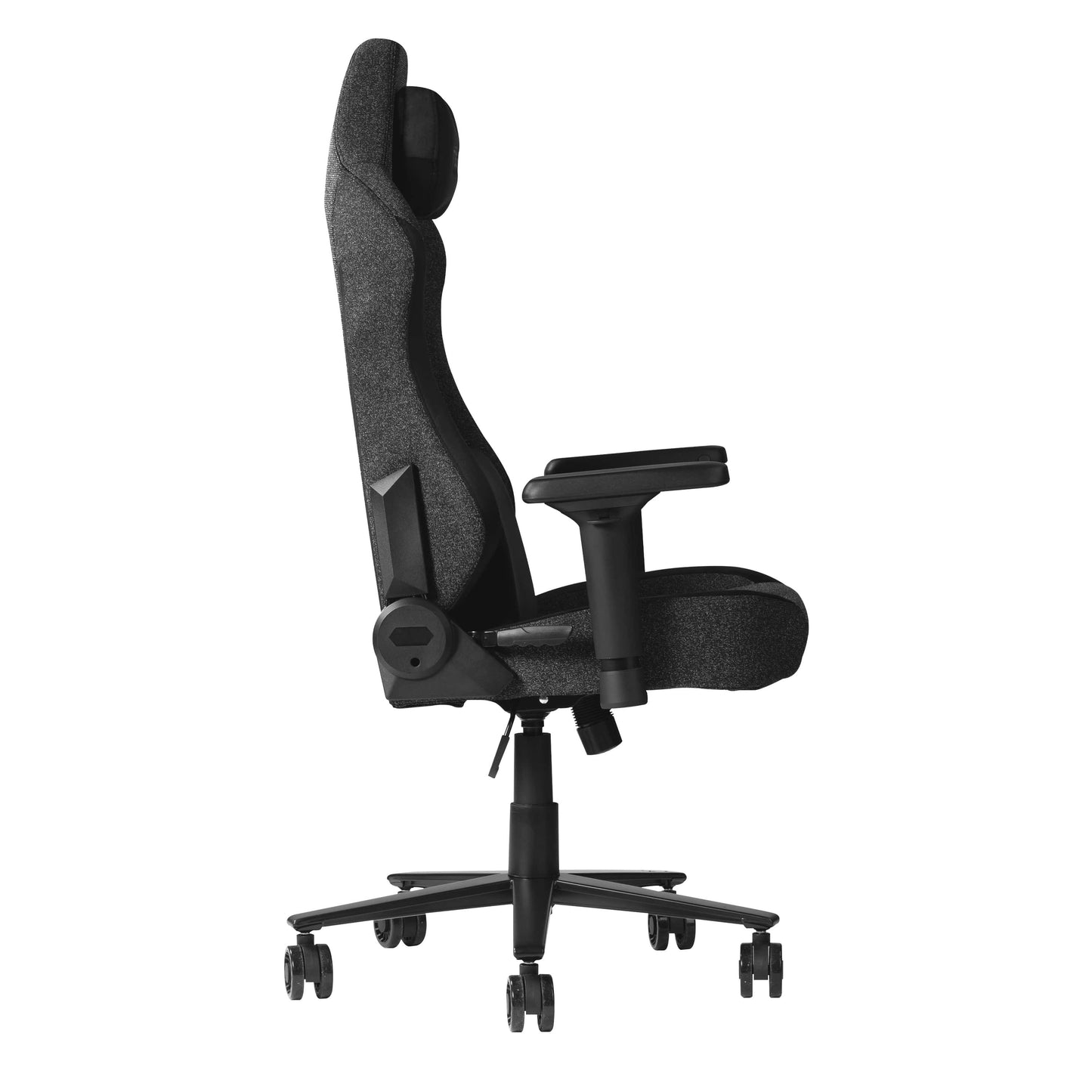 side view of an ergonomic gaming chair for back pain