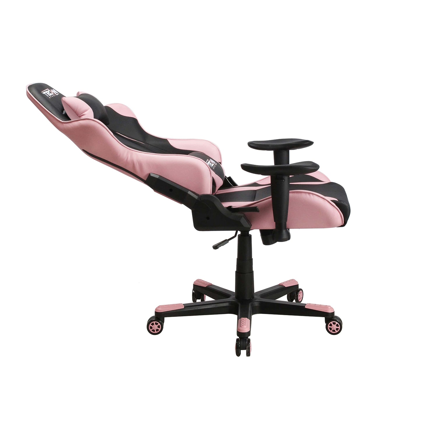 side reclined view of an ergonomic gaming chair for back pain