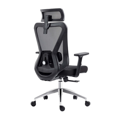 angled back view of an ergonomic office chair for back pain