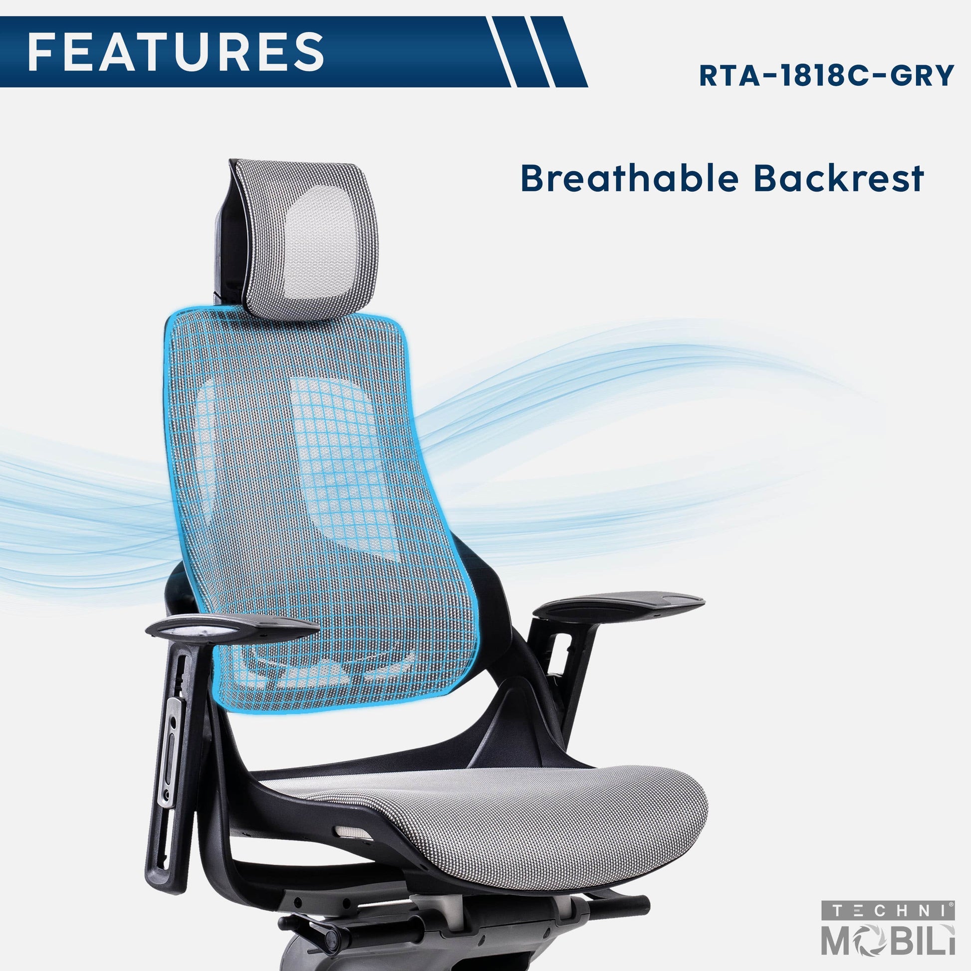 breathable view of an ergonomic office chair for back pain