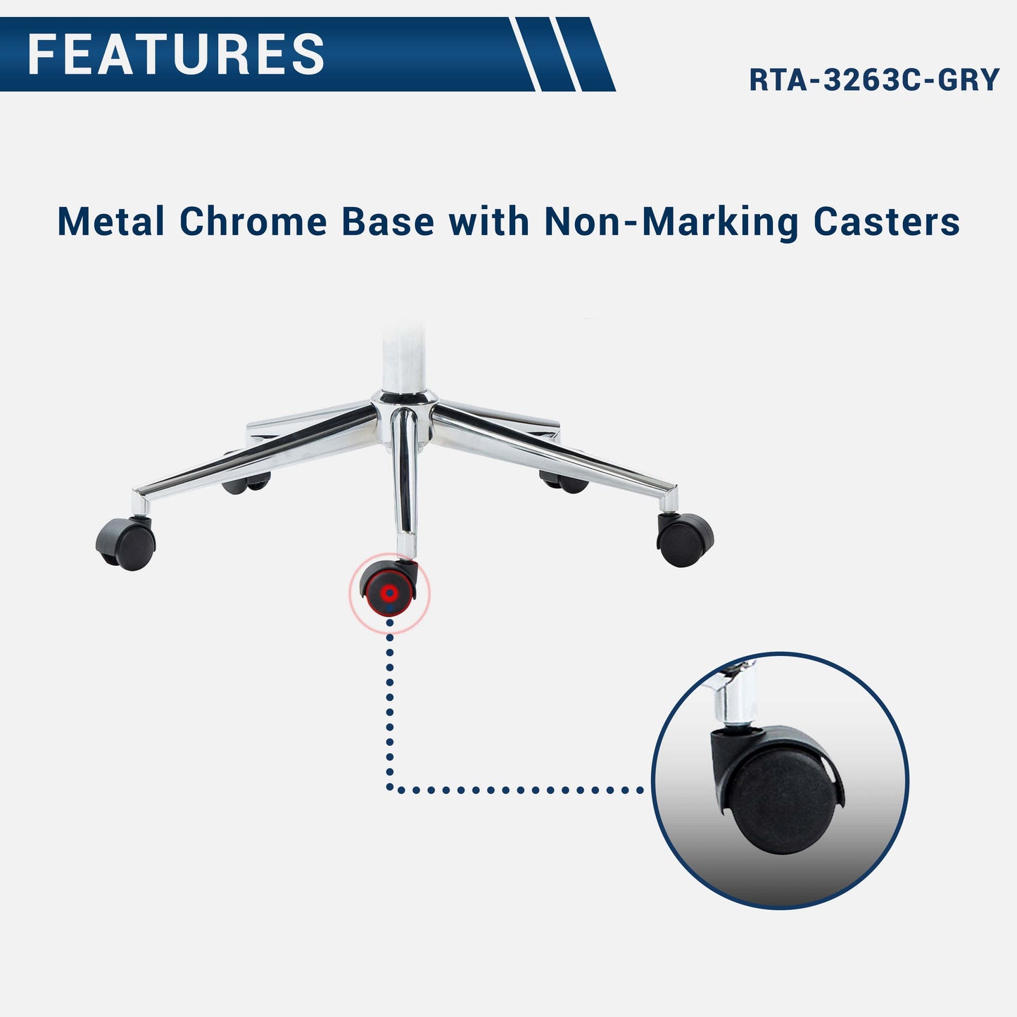 casters view of an ergonomic office chair for back pain