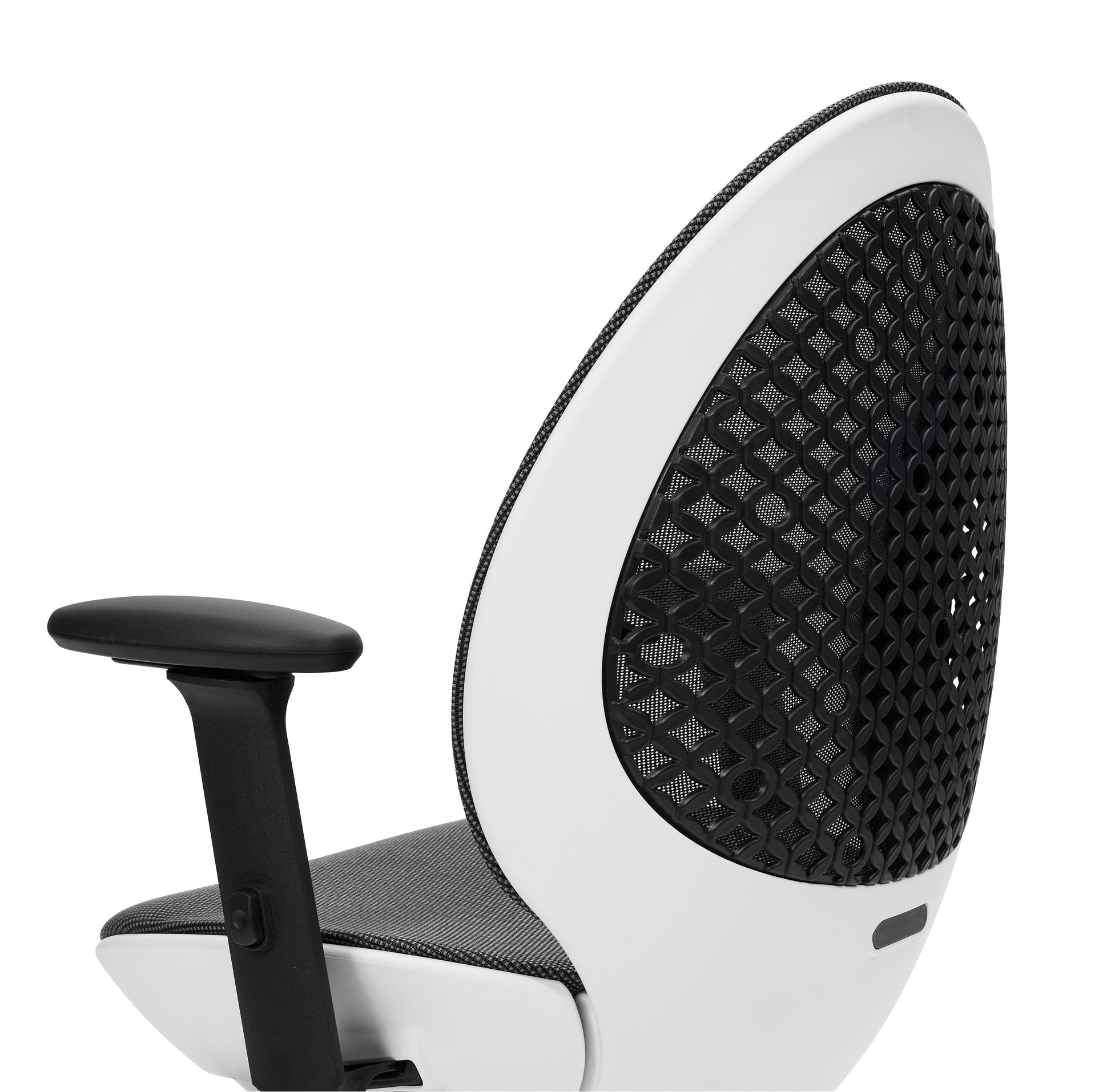 angled back view of an ergonomic office chair for back pain