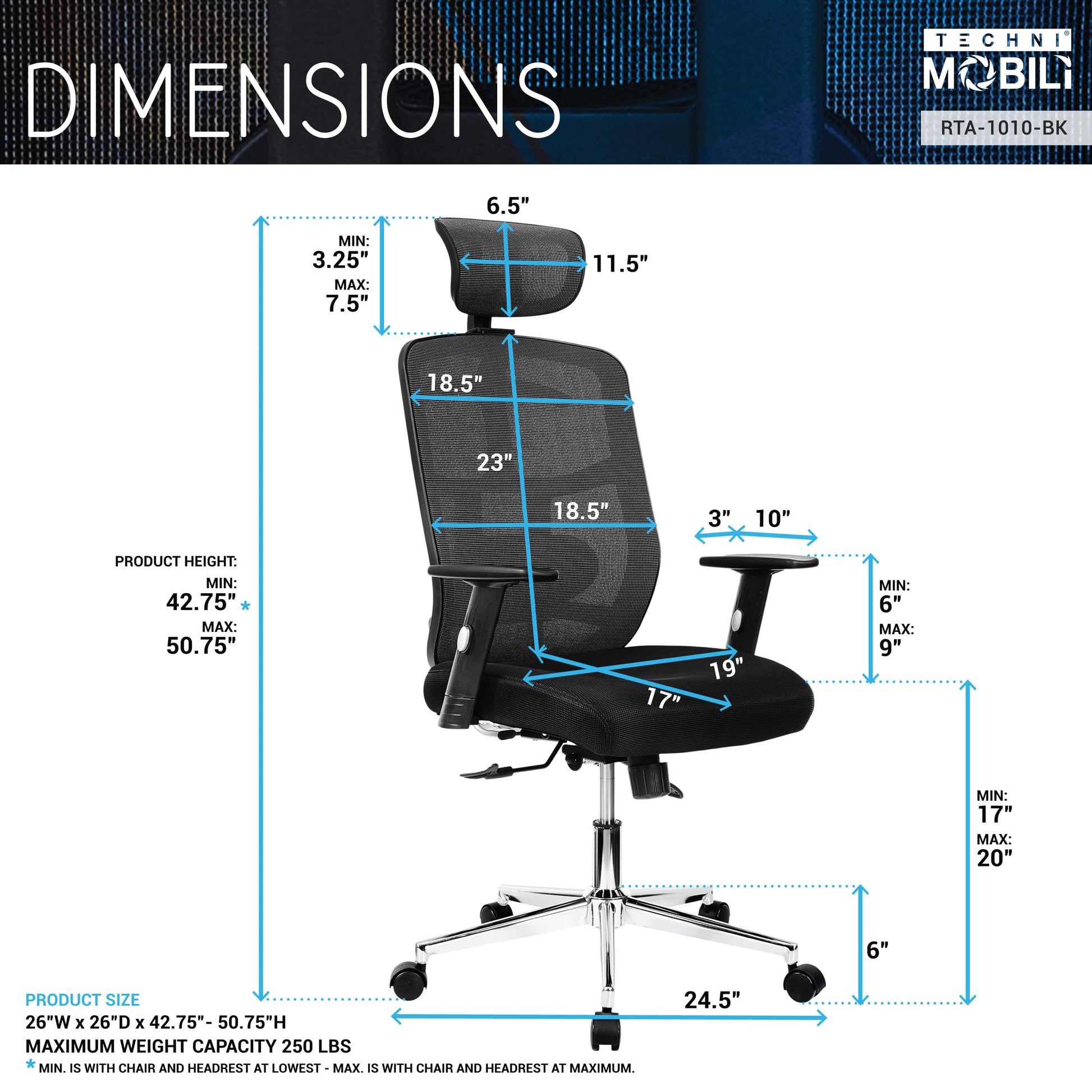 dimensions of an ergonomic office chair for back pain