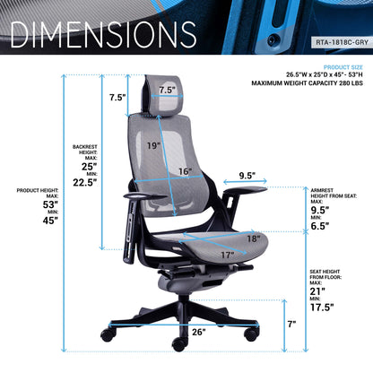 dimensions of an ergonomic office chair for back pain