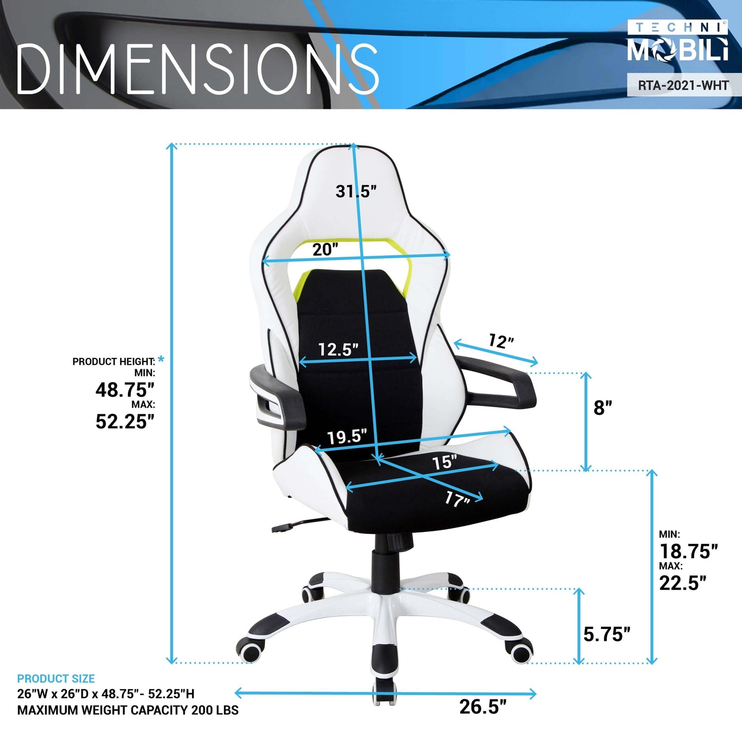 dimensions of an ergonomic office chair for back pain