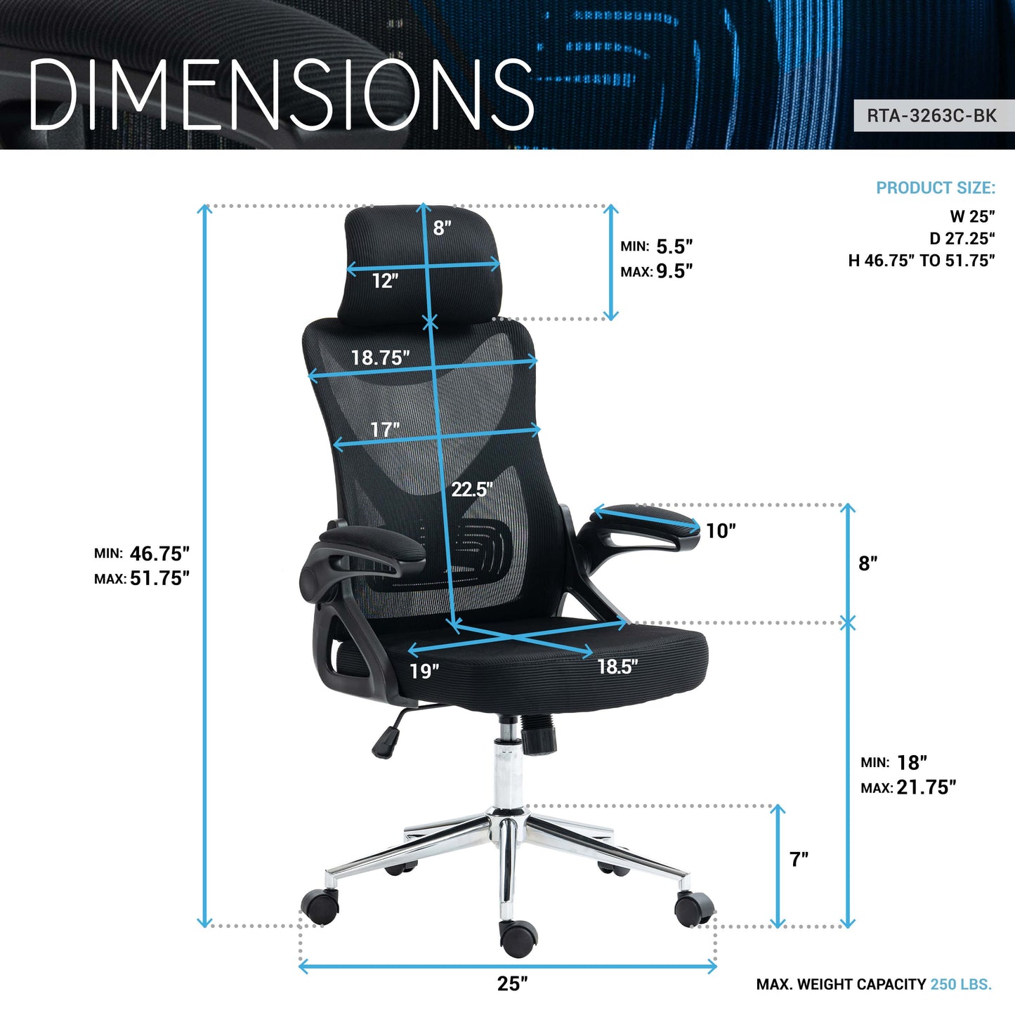 dimensions of an ergonomic office chair for back pain