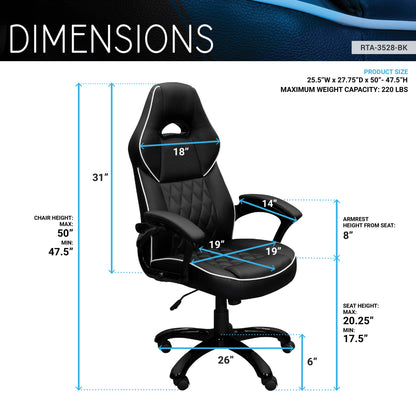 dimensions of an ergonomic office chair for back pain