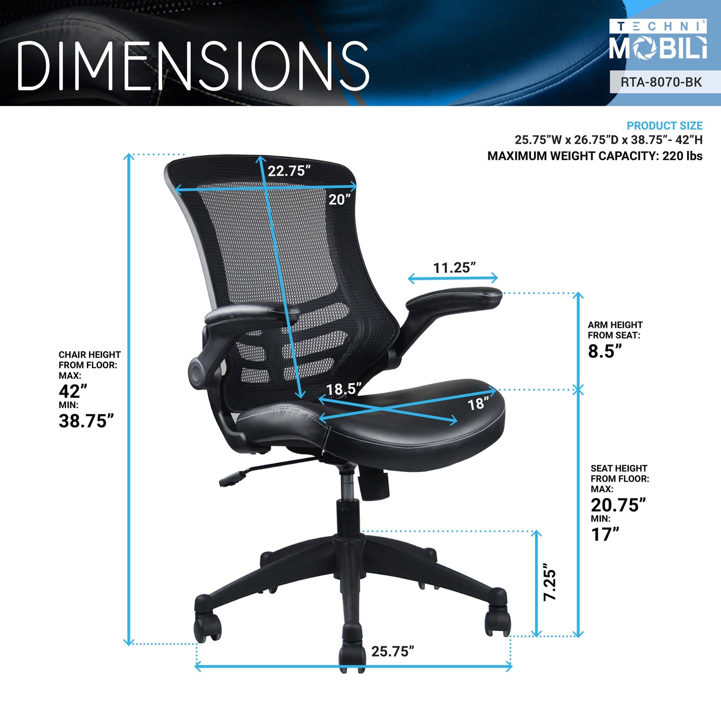 dimensions of an ergonomic office chair for back pain