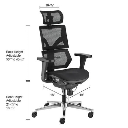 dimensions of an office chair for back pain