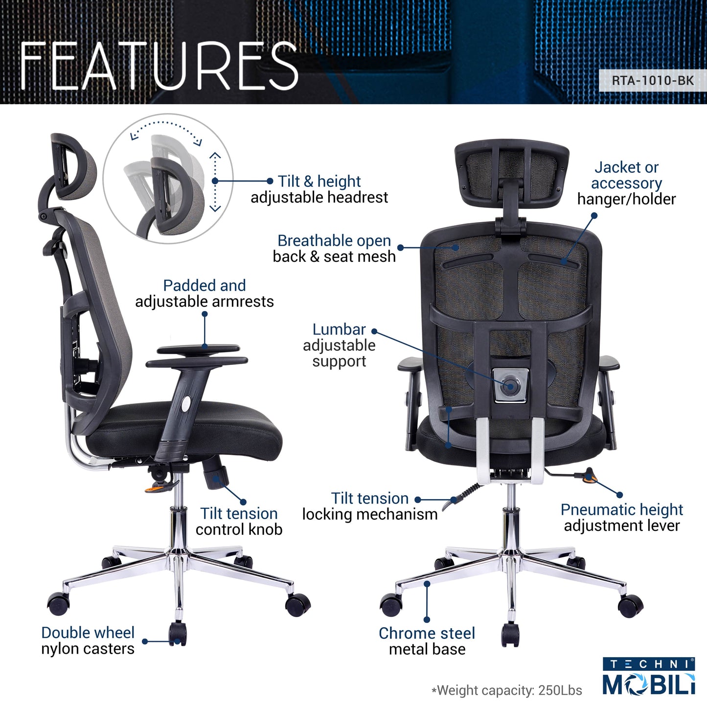 features of an ergonomic office chair for back pain