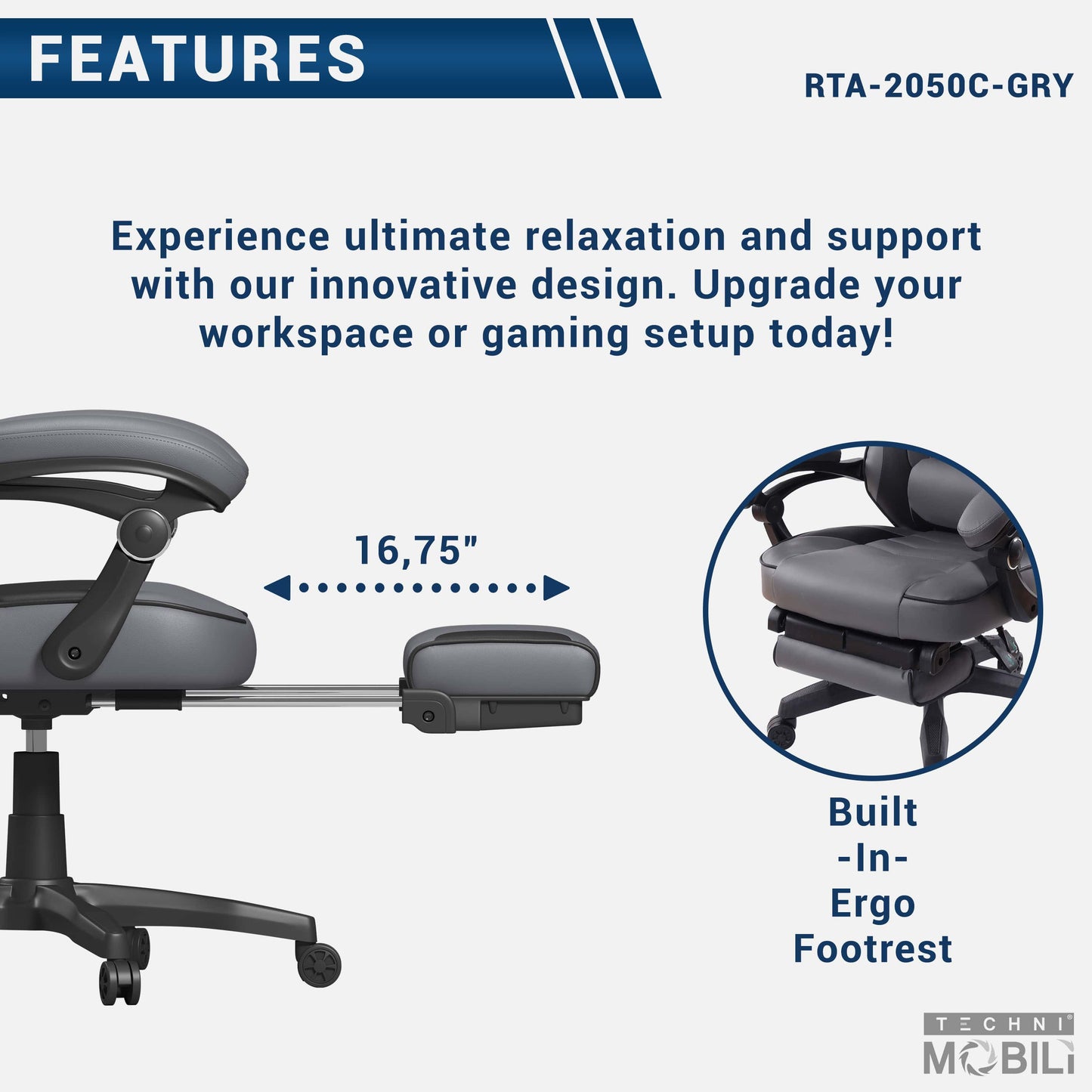 footrest features of an ergonomic office chair for back pain