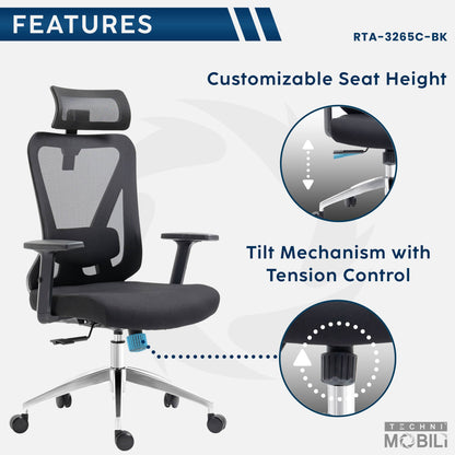 base features of an ergonomic office chair for back pain