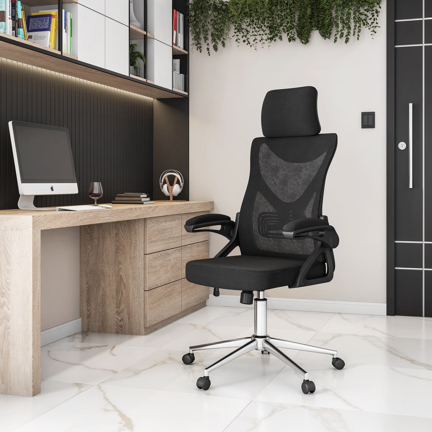 home office view of an ergonomic office chair for back pain