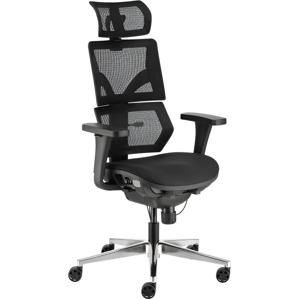 Interion® Mesh Back Chair with Seat Slider & Headrest, Black