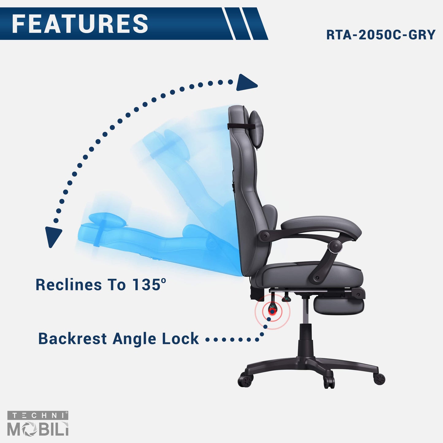 reclined feature of an ergonomic office chair for back pain