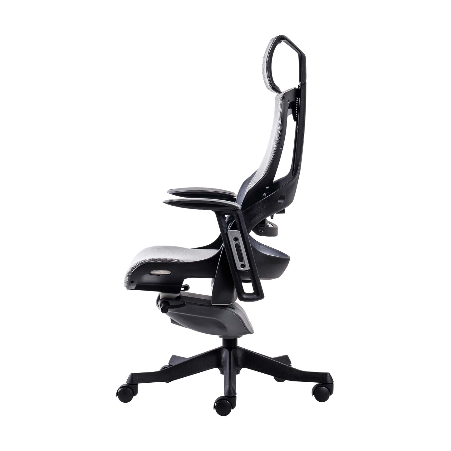 second side view of an ergonomic office chair for back pain