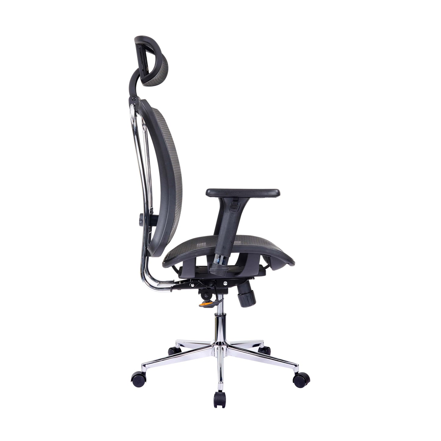 side view of an ergonomic office chair for back pain