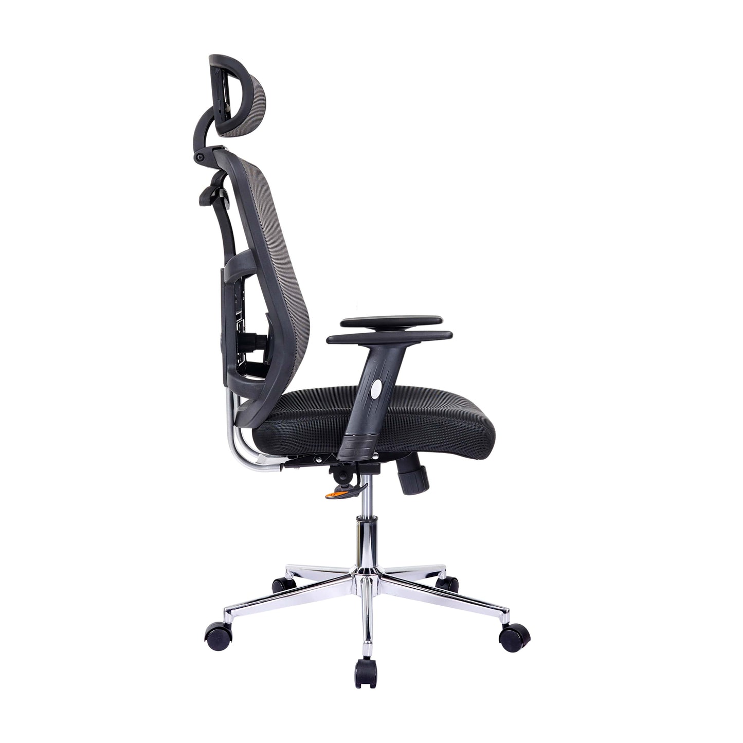 side view of an ergonomic office chair for back pain