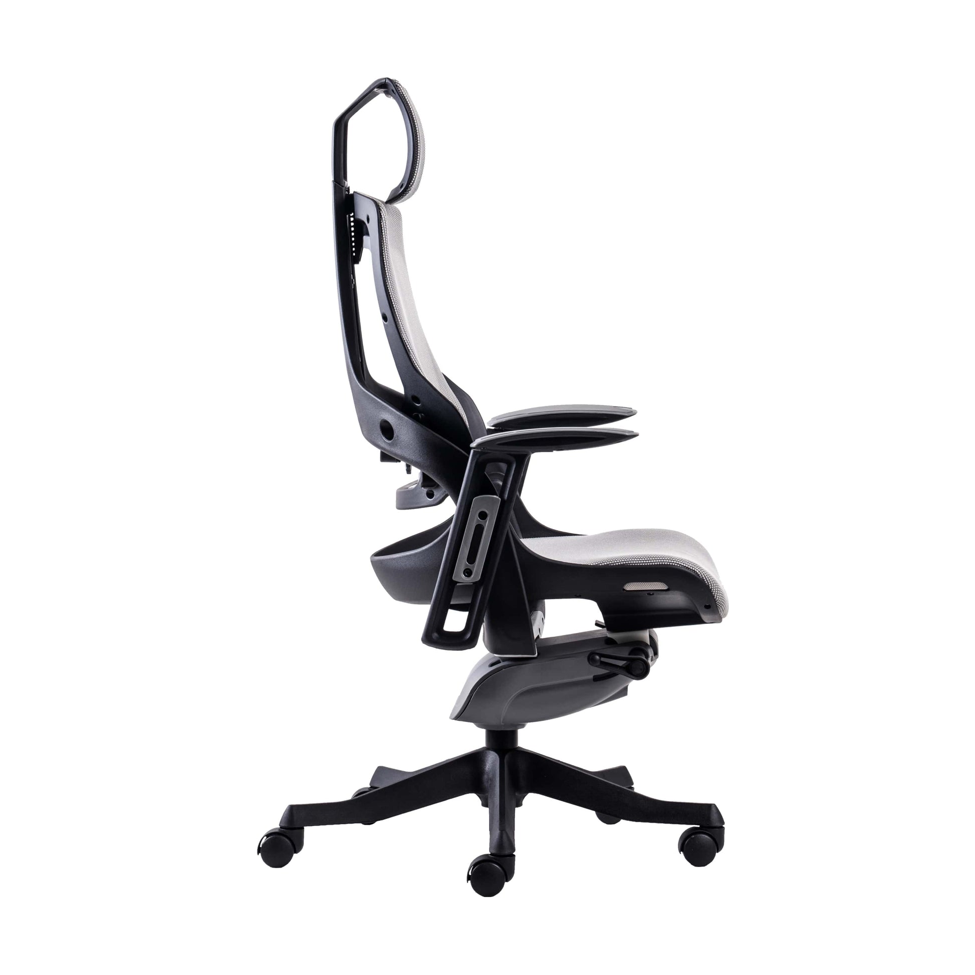 side view of an ergonomic office chair for back pain