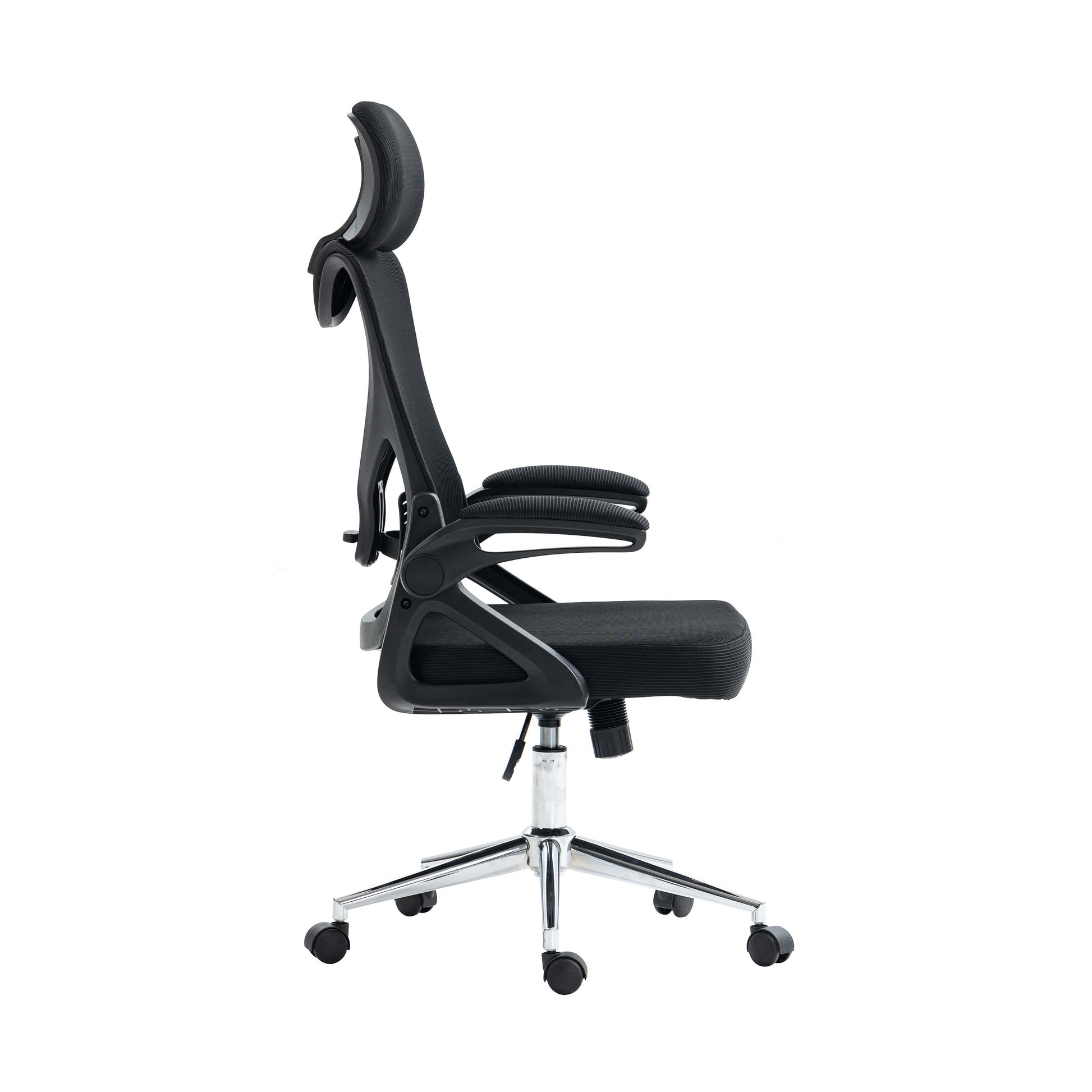 side view of an ergonomic office chair for back pain