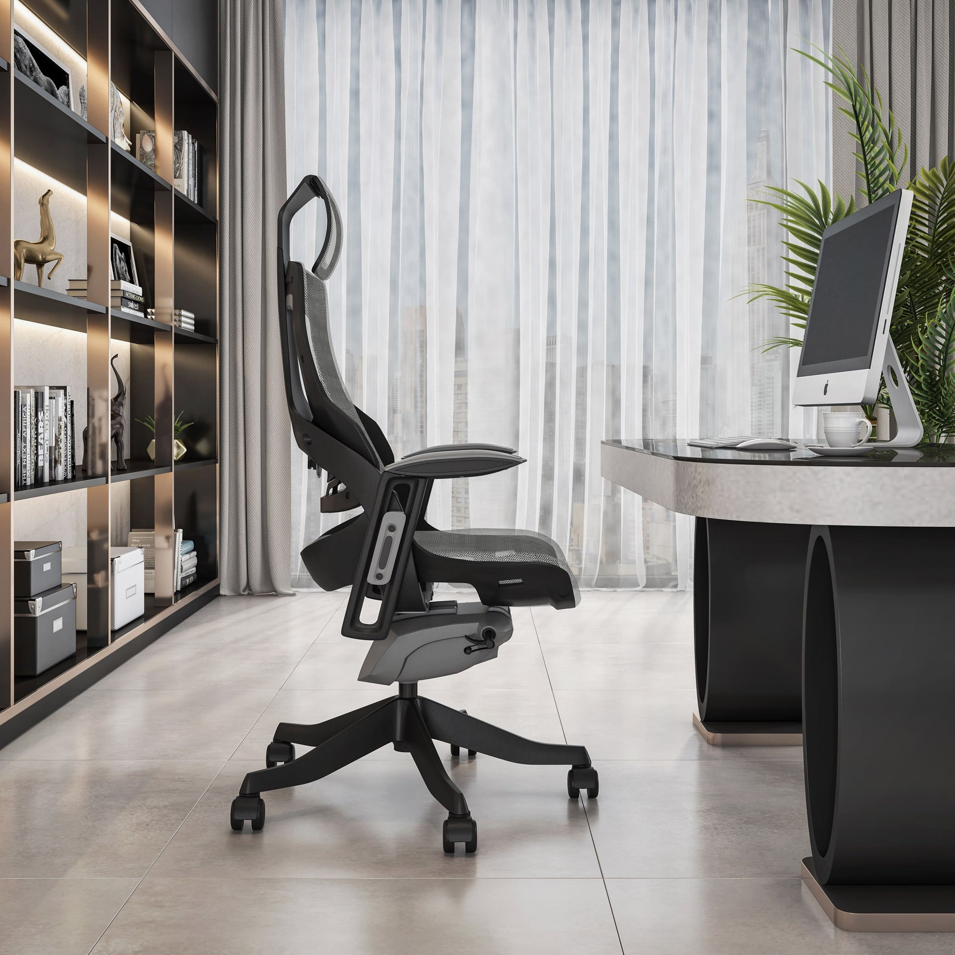 home office side view of an ergonomic office chair for back pain