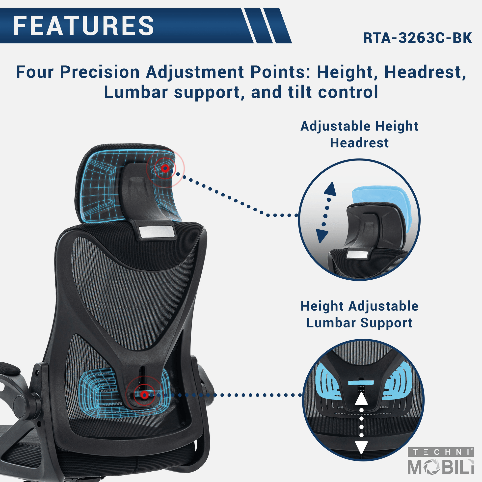 support view of an ergonomic office chair for back pain