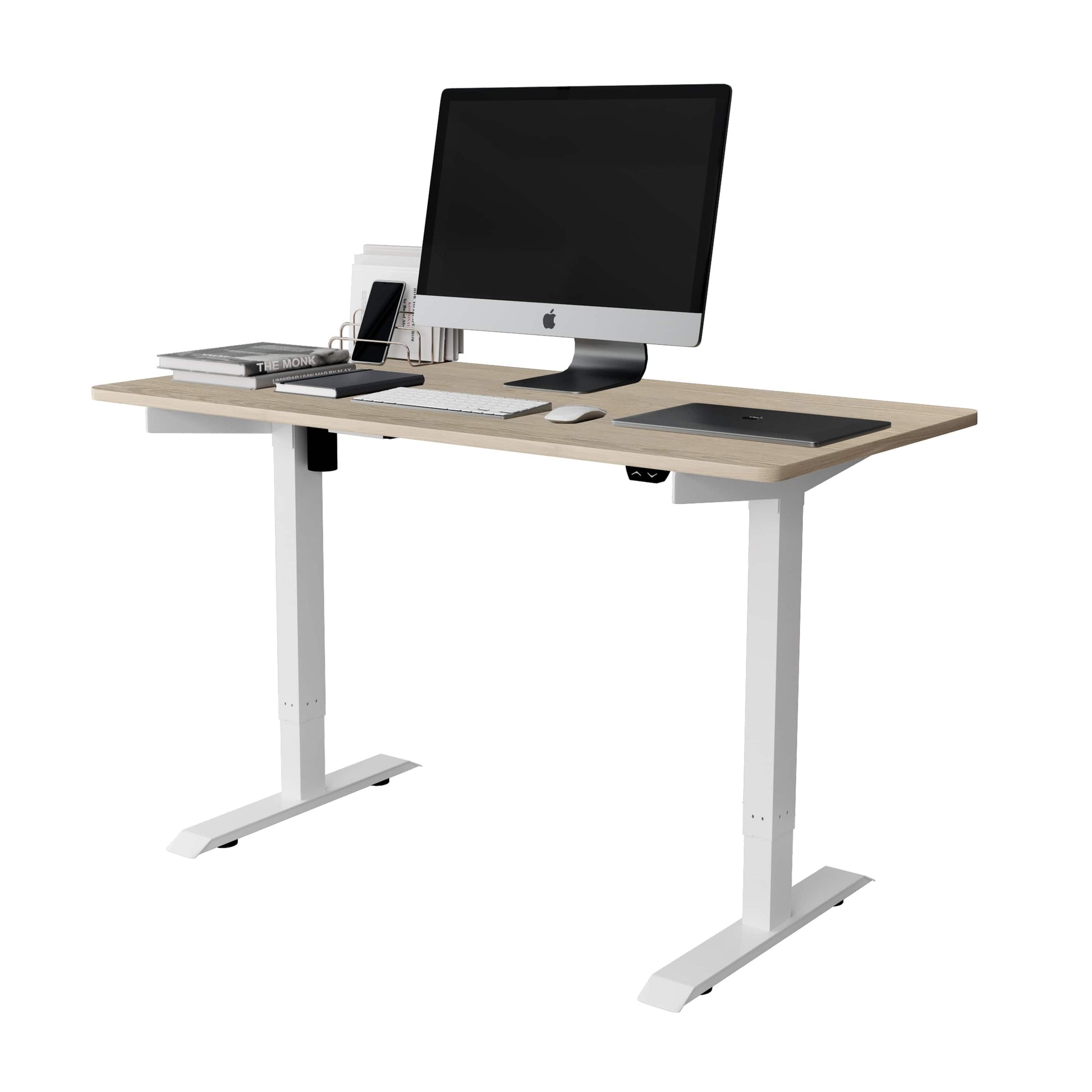 main view of a standing desk for back pain